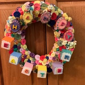 Buy Now! EASTER Wreath spelled out in Alphabet Blocks. Unique design.